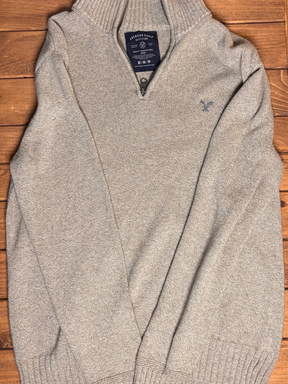 American Eagle Outfitters Men’s Light Gray Half-Zip Sweater